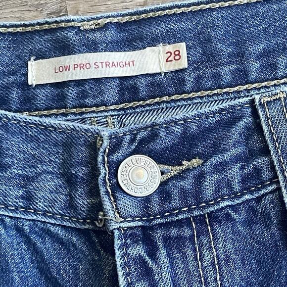Levi’s Low Pro Straight Jeans Womens Baggy Distressed Mid Rise Y2K 90s Size 28 - Picture 4 of 8